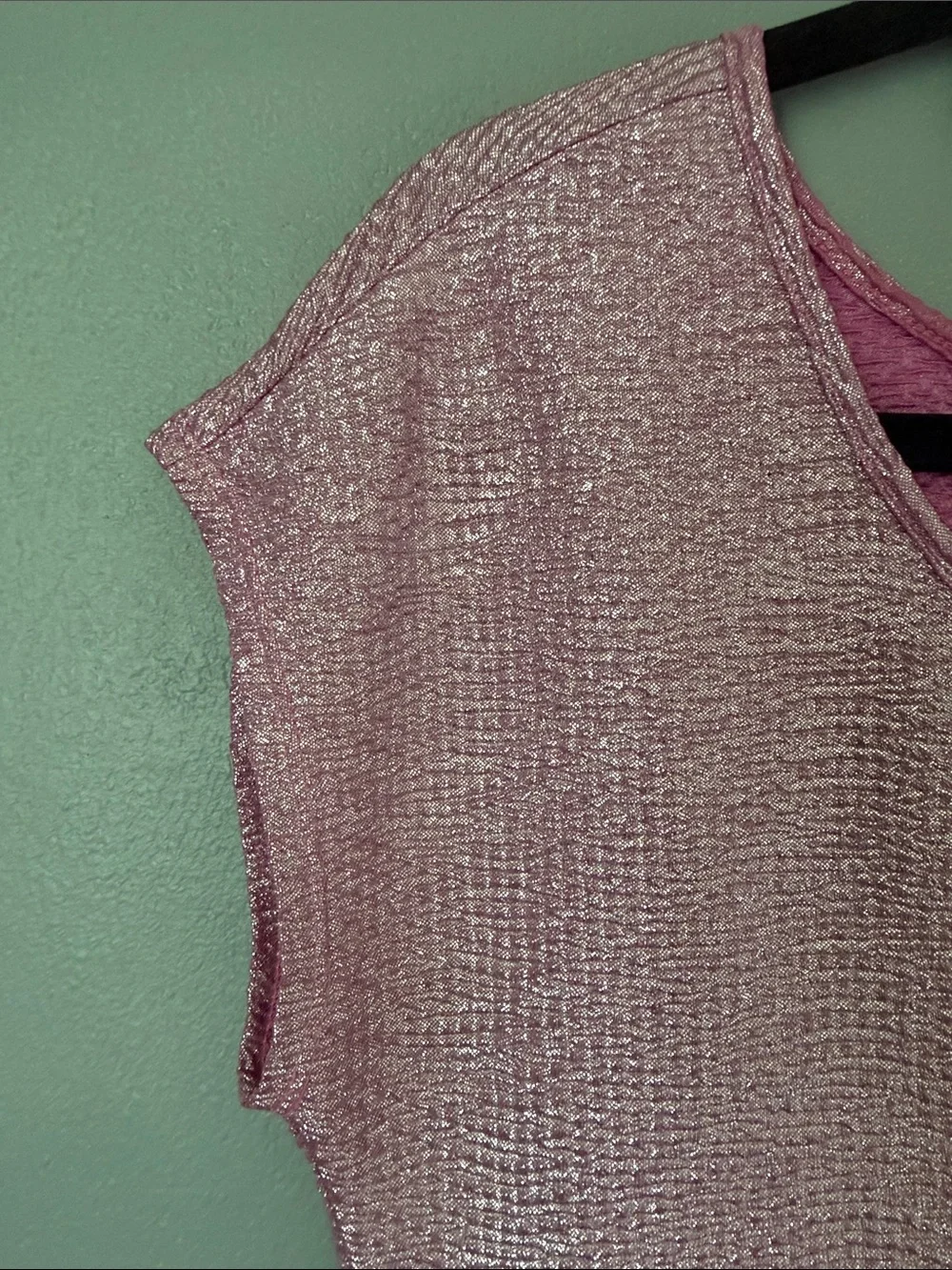 Candie's Women’s Y2K 90s Shimmery Pink Short Sleeve‎ Scoop Neck Top size Small